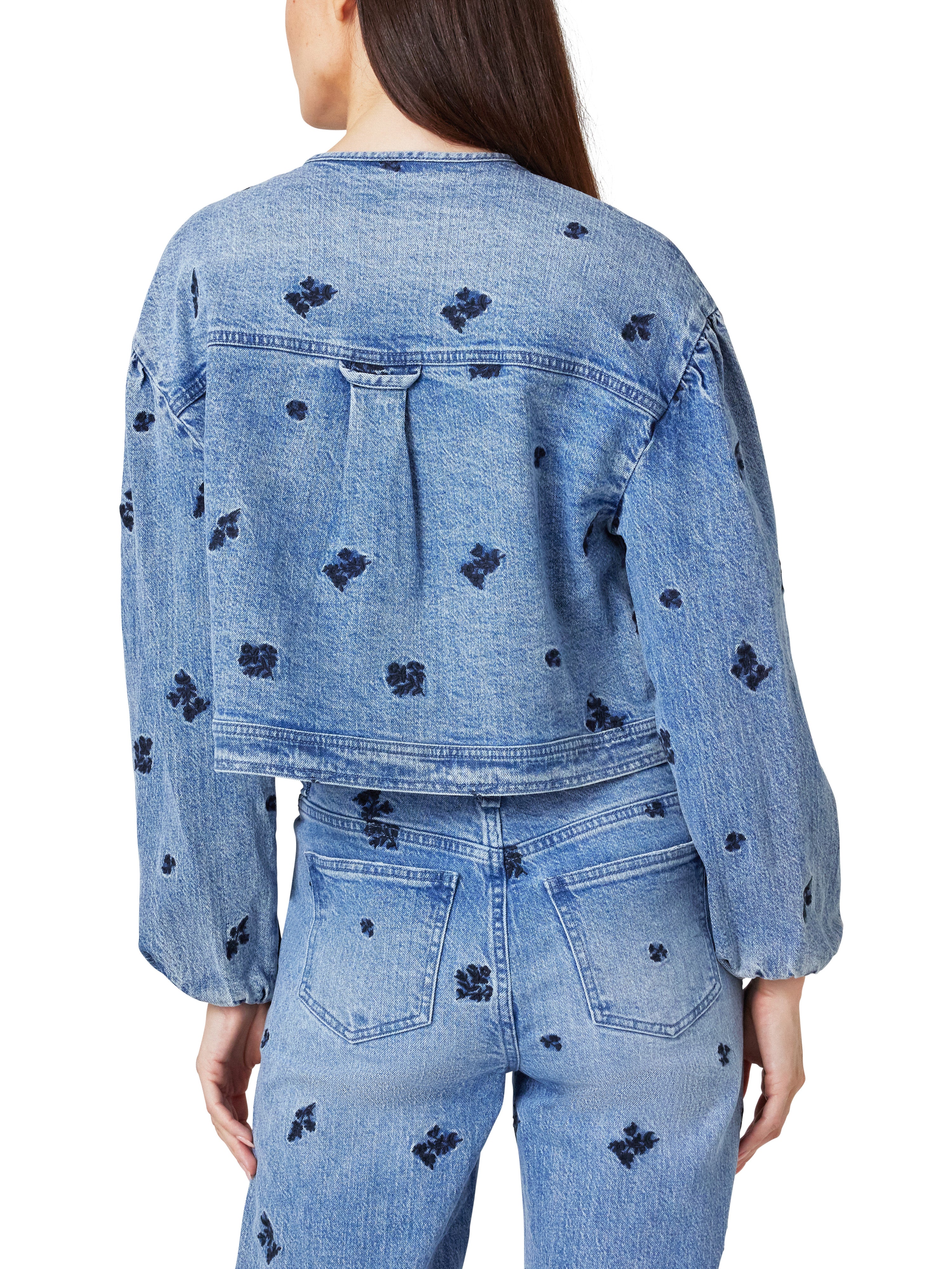 Collarless Embroidery Jacket