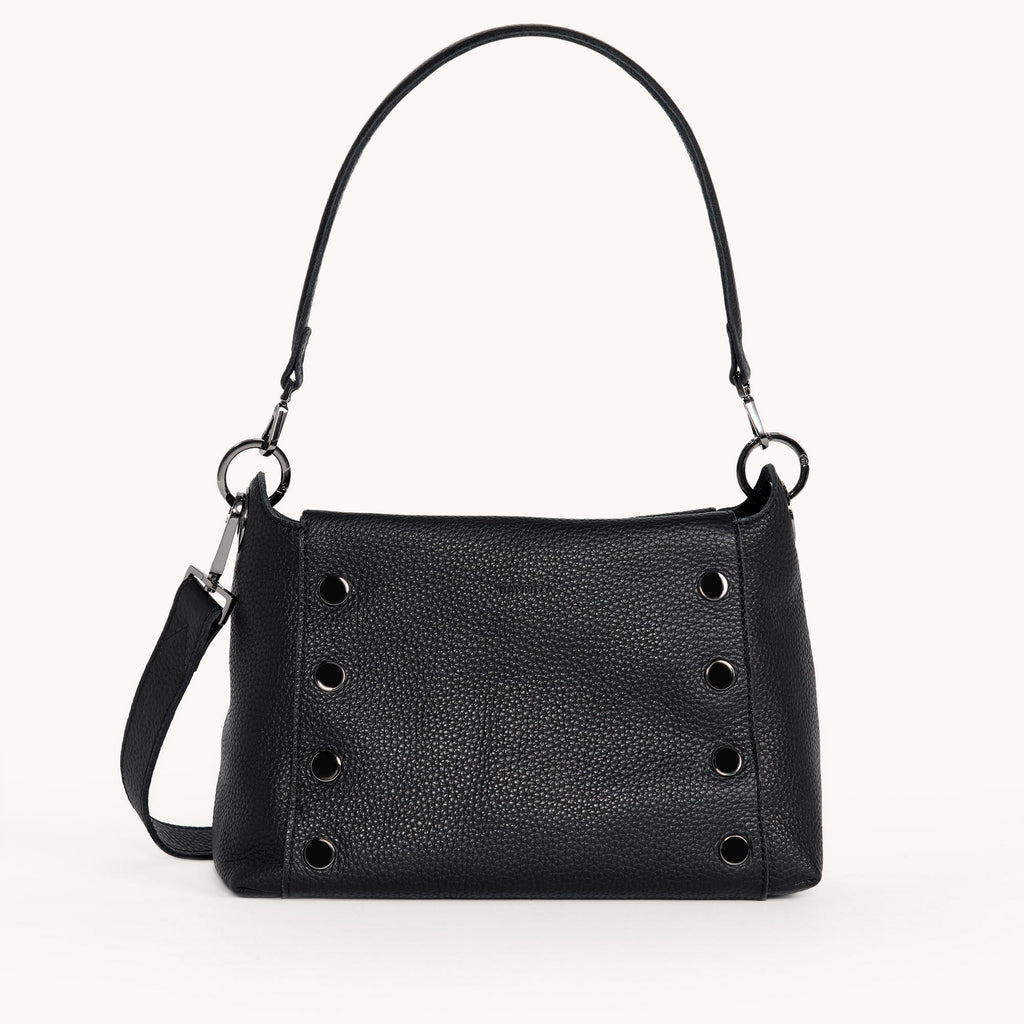 Bryant Medium Leather Shoulder/Crossbody Bag Black Gunmetal