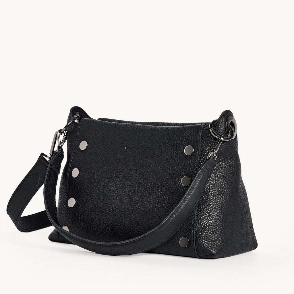 Bryant Medium Leather Shoulder/Crossbody Bag Black Gunmetal