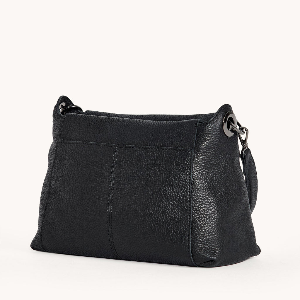 Bryant Medium Leather Shoulder/Crossbody Bag Black Gunmetal
