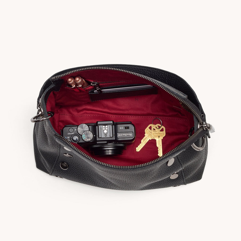 Bryant Medium Leather Shoulder/Crossbody Bag Black Gunmetal