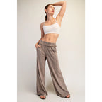 Mineral Washed Terry Butter Wide Pants