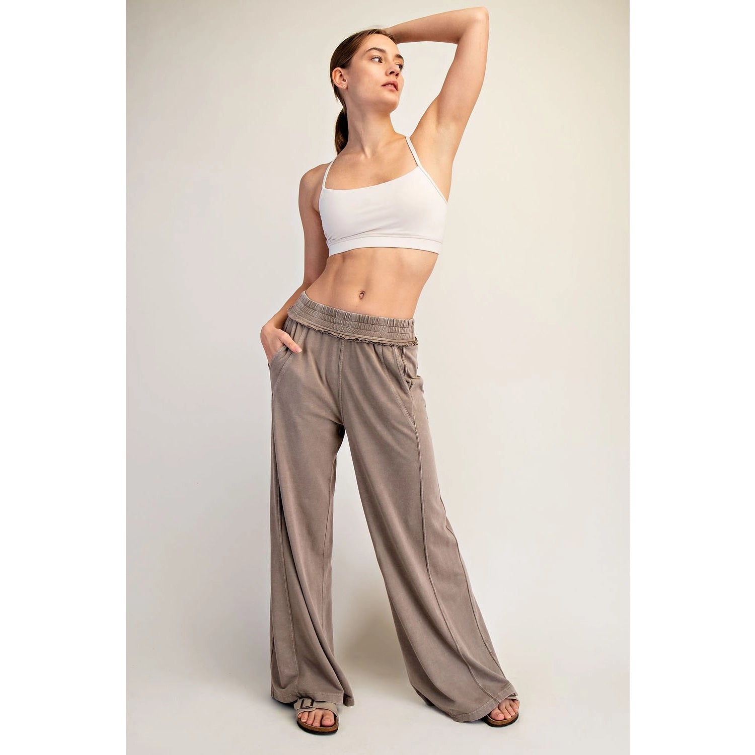 Mineral Washed Terry Butter Wide Pants