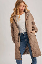 Mushroom Longline Quilted Puffer Jacket