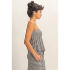 Striped Strapless Peplum Top