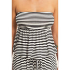 Striped Strapless Peplum Top