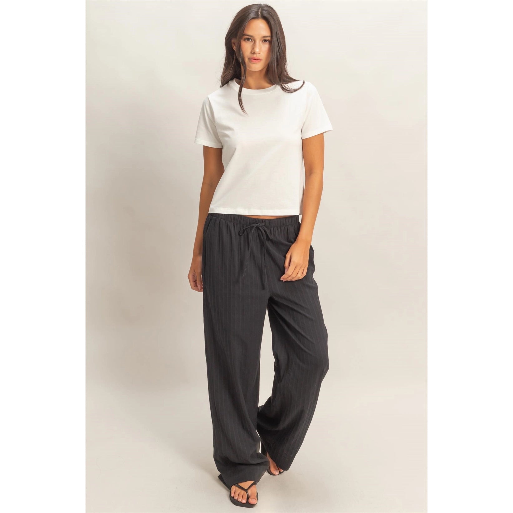 Pinstriped Jacquard drawstring Pants