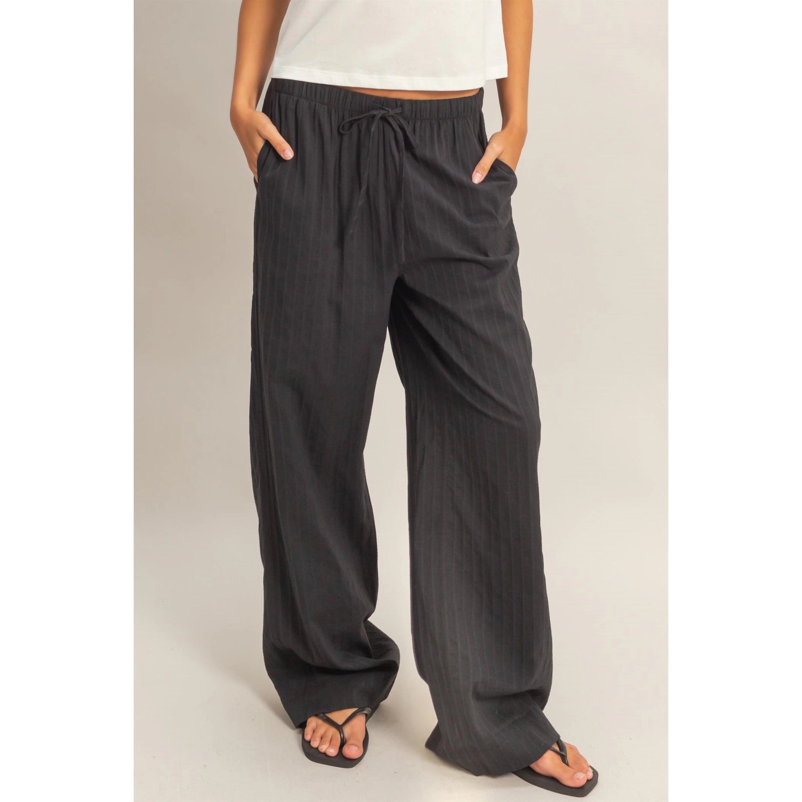 Pinstriped Jacquard drawstring Pants