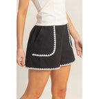 Scallop Trim High Waisted Shorts