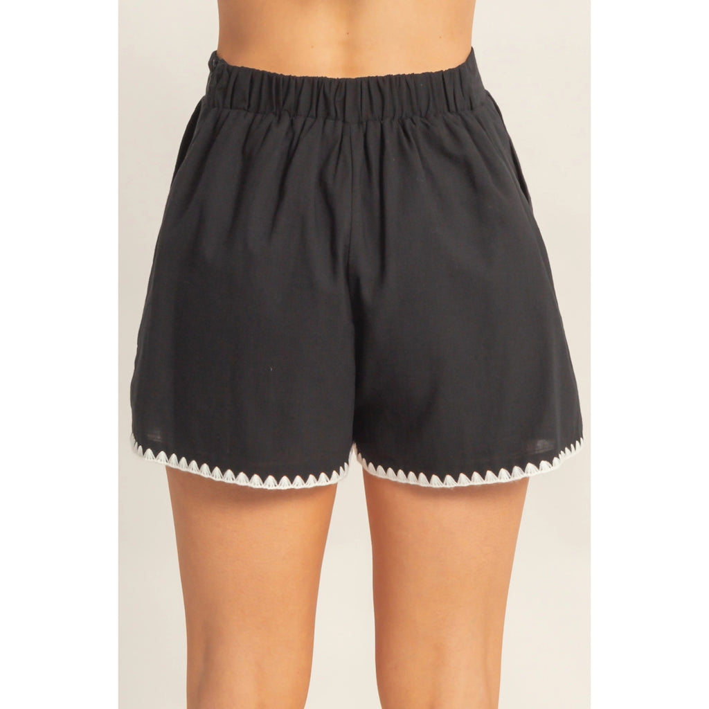 Scallop Trim High Waisted Shorts