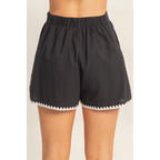 Scallop Trim High Waisted Shorts