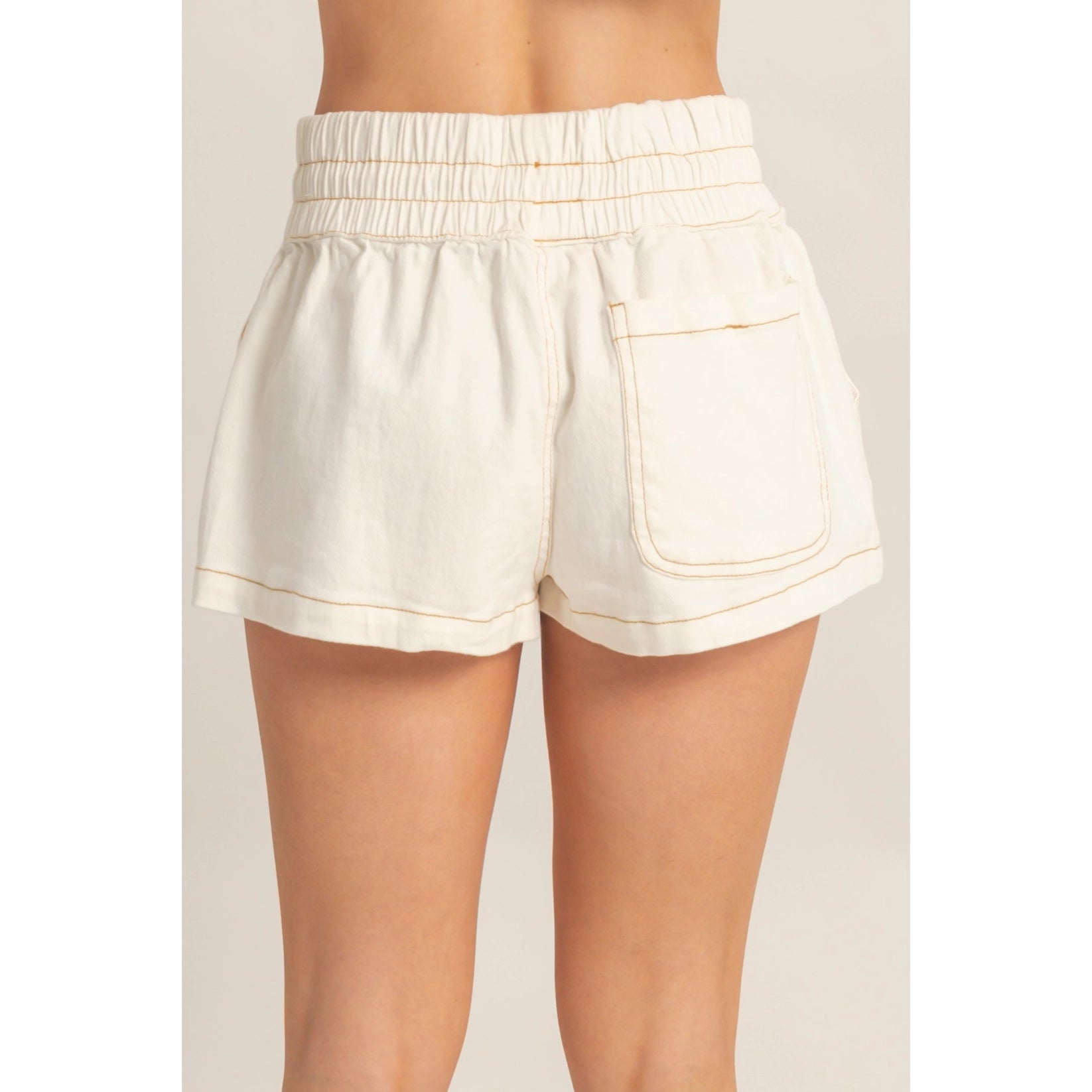 Drawstring Waist Denim Skort