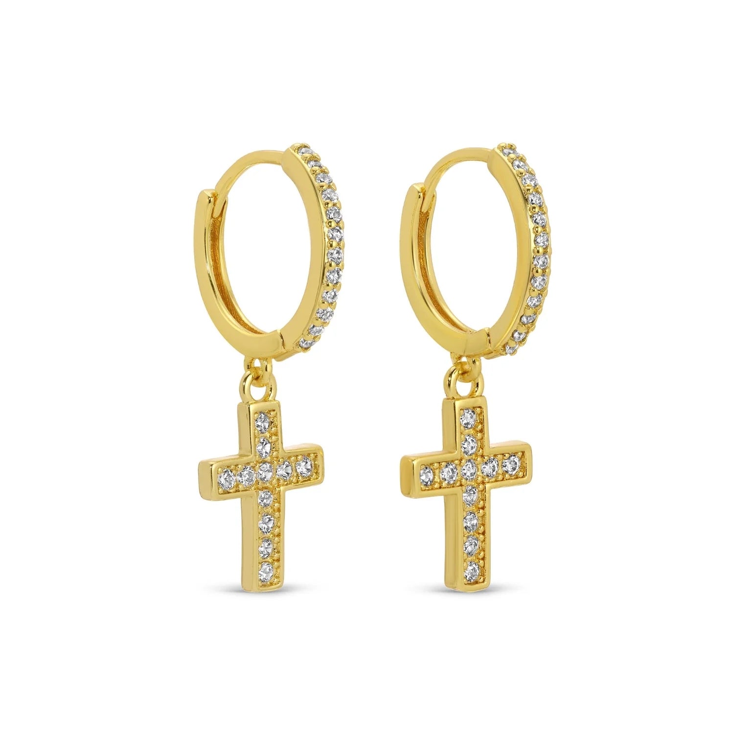 Splendid Iris Pave Huggies - Cross