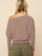 Stripe Off Shoulder Knit Top