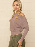 Stripe Off Shoulder Knit Top