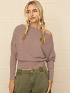 Stripe Off Shoulder Knit Top
