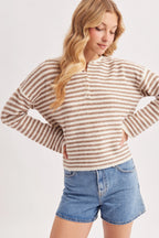 Relaxed Stripe Henley Knit