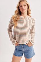 Relaxed Stripe Henley Knit