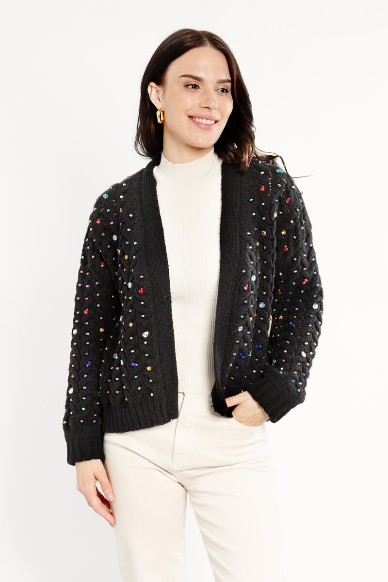 Cable Knit Gemstone Cardigan