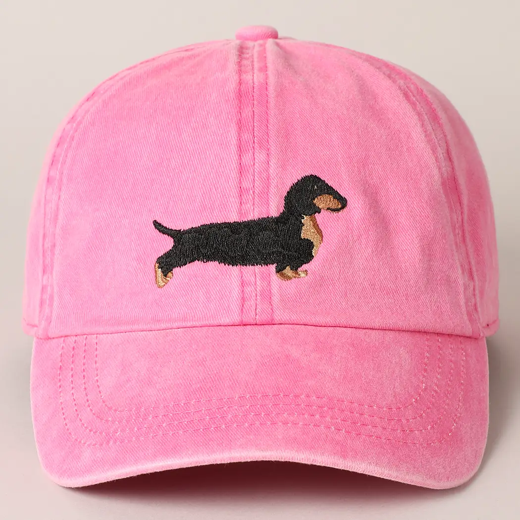 Hot Pink Dachshund Embroidered Baseball Dad Cap