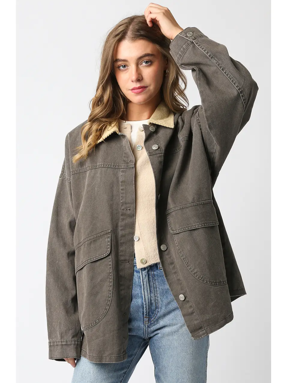 Olivaceous Grey Khaki Nina Oversize Jacket