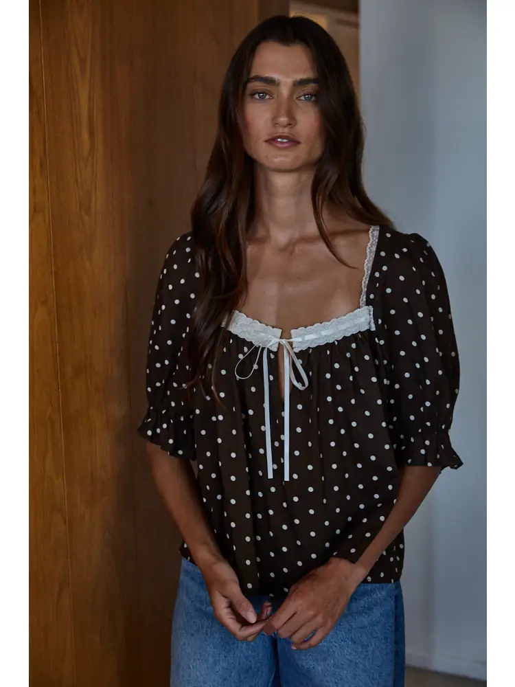 Polka Dot Square Neck Top