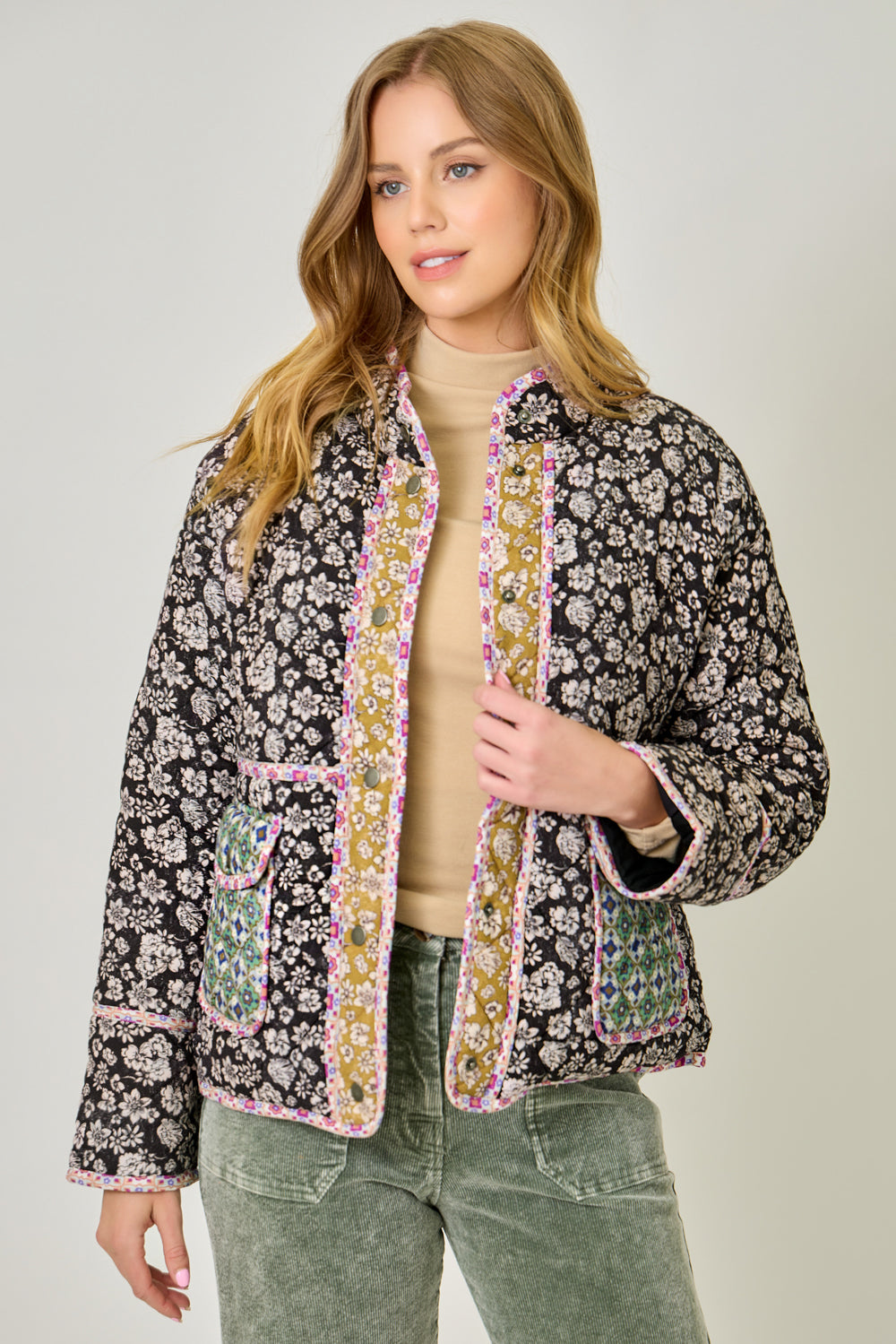 Mystree Mixed Media Quilted Jacket