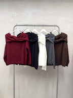 Anaz Off-The-Shoulder Foldover Knit Sweater