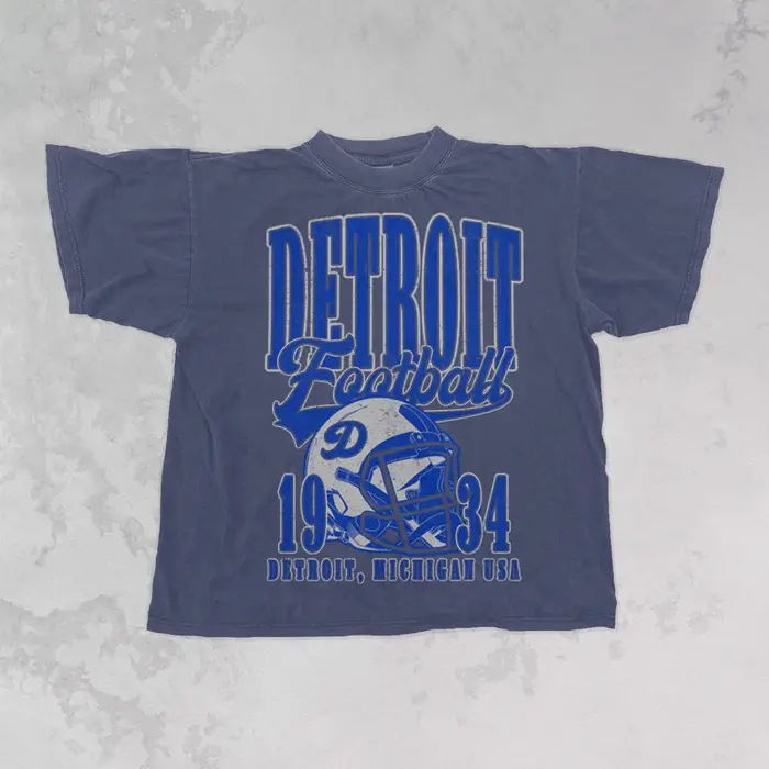 Blue Jean 90's Vintage Detroit Football Oversized T-Shirt