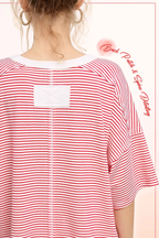 Striped Drop Shoulder Short Sleeves Top