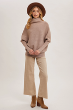 Slouch Neck Dolman Sleeved Pullover Latte