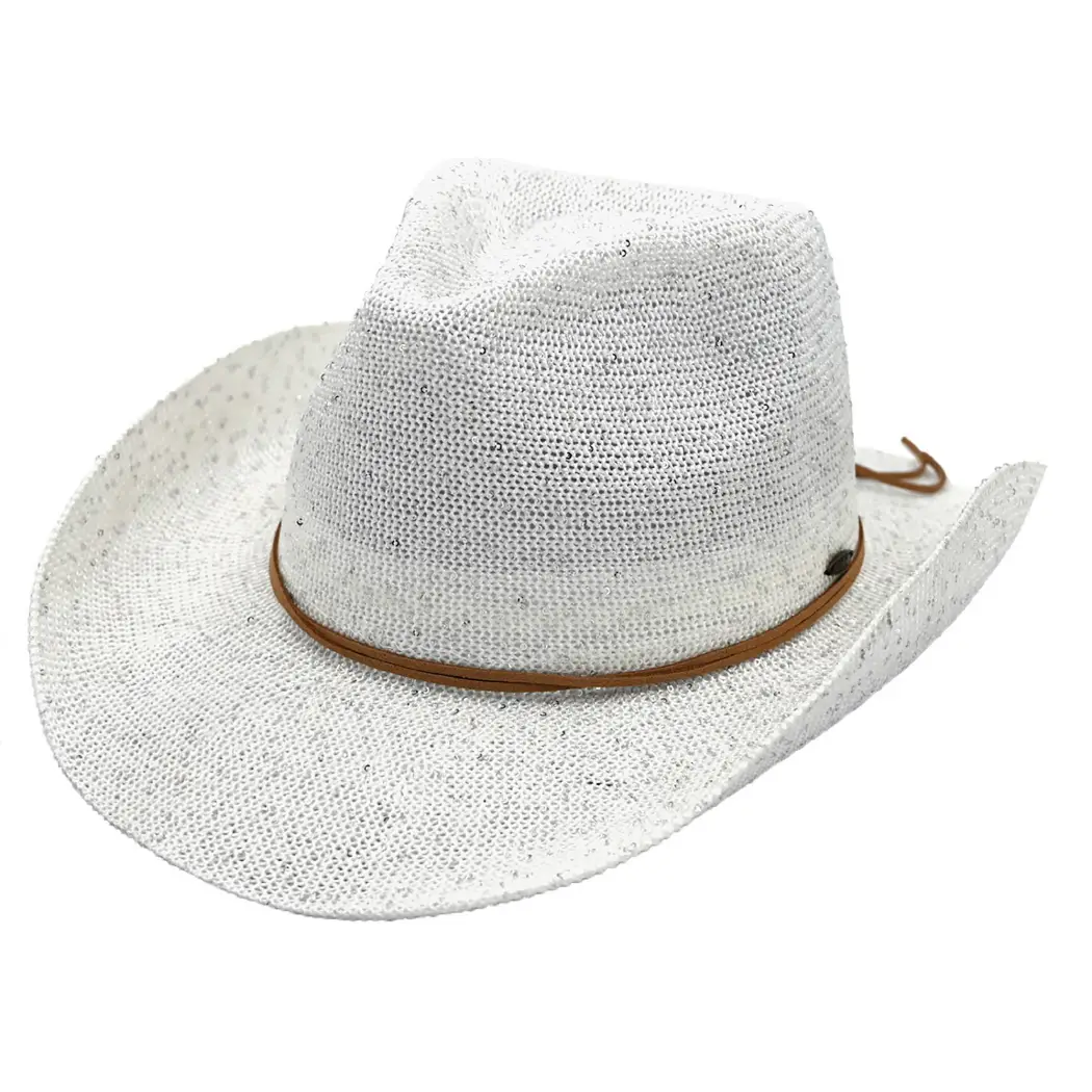 Sequin Cowboy Hat with Suede String
