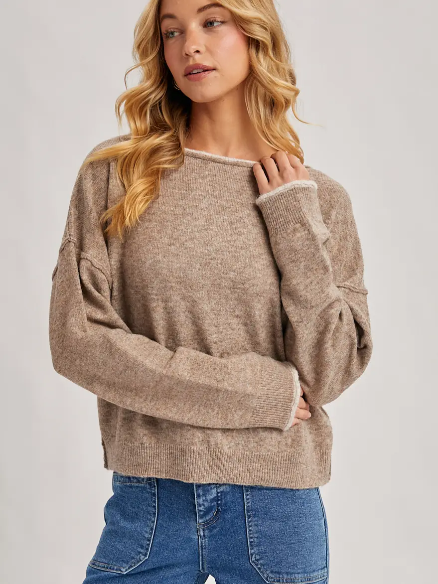 Boat Neck Rolled Knit