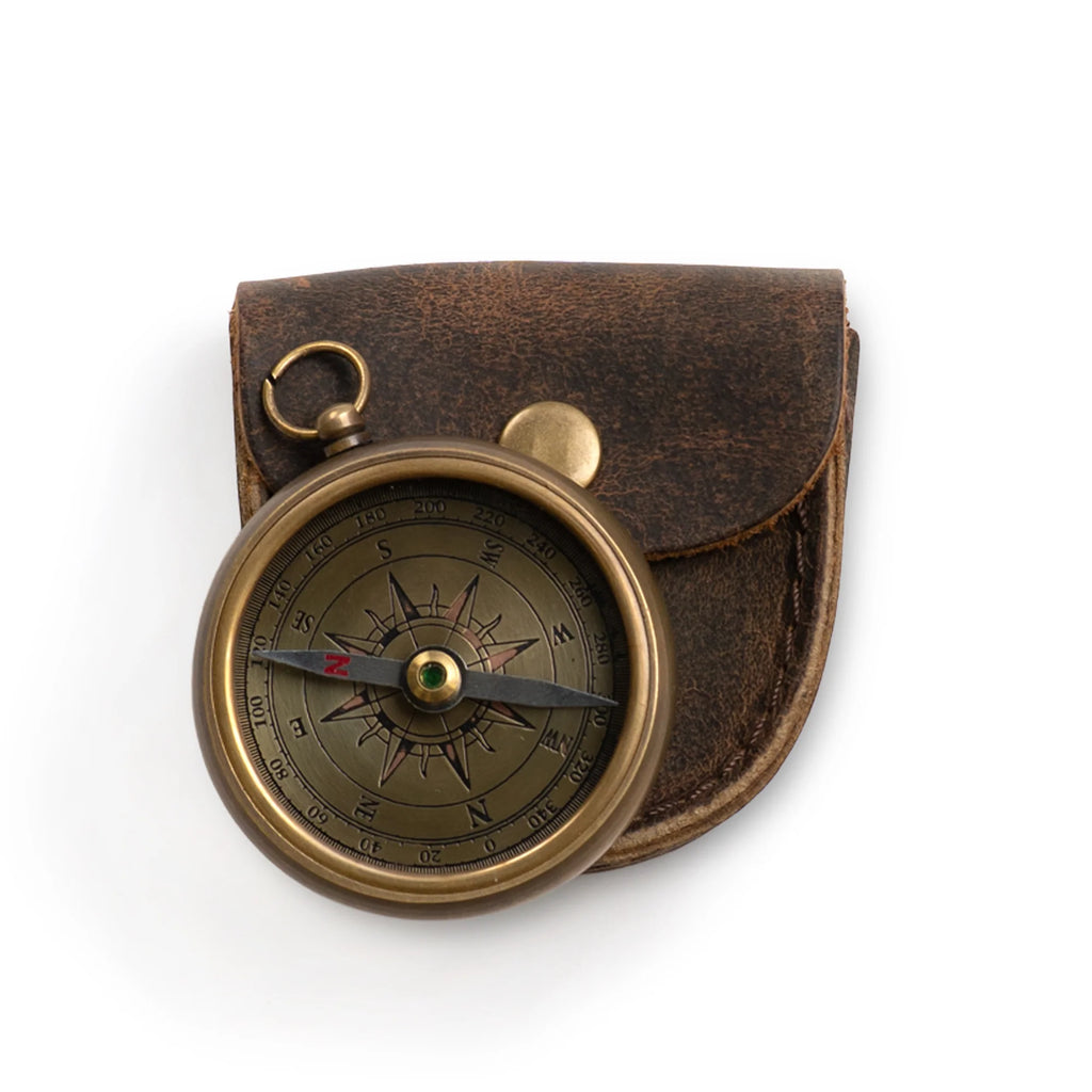 J. Cricket Compass with Leather Pouch