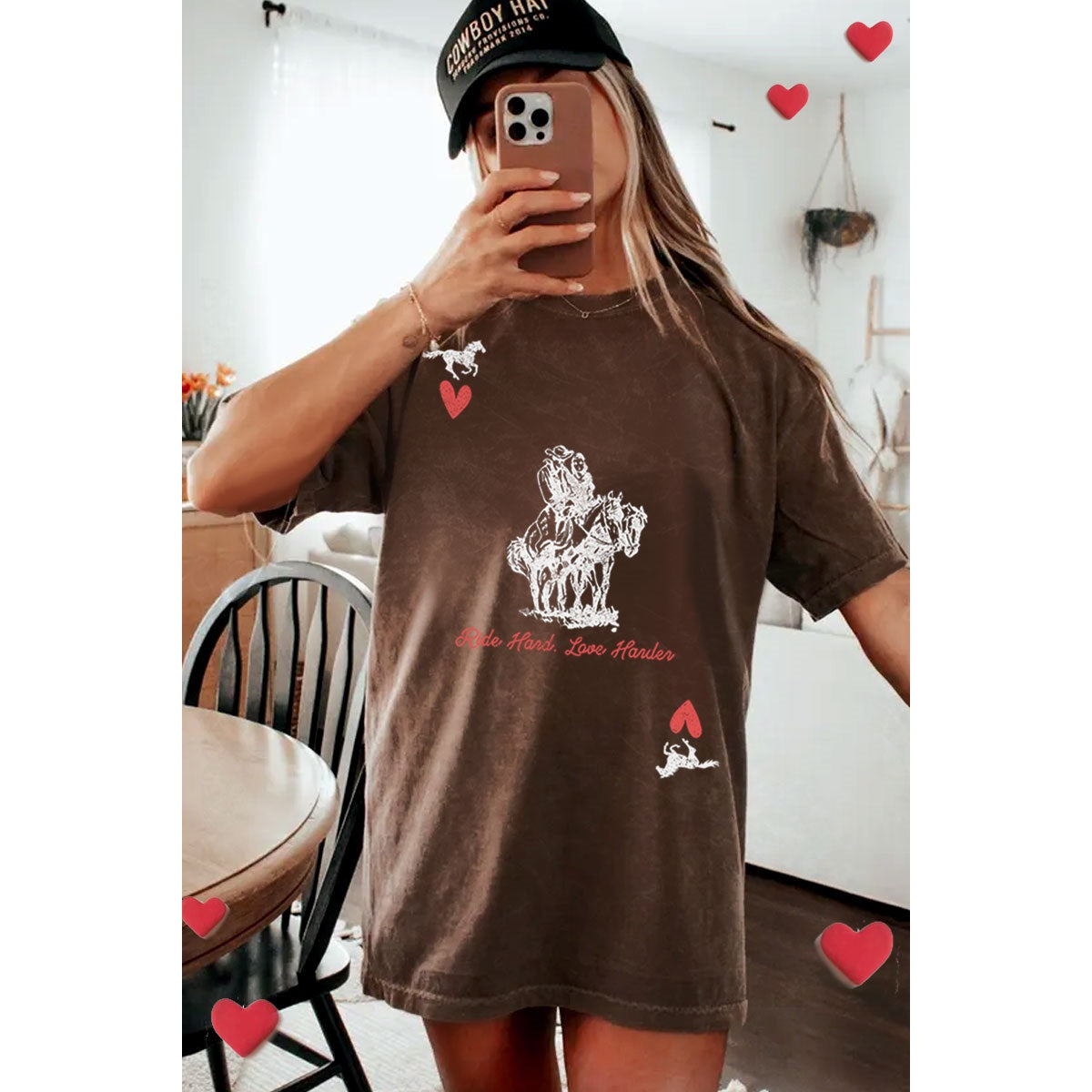 Ride Hard Love Hander Oversized Mineral Graphic Tee