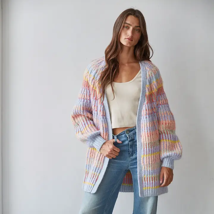 By Together Knit Striped Cardigan