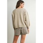 Knot Front Long Sleeve V-Neck Cardigan