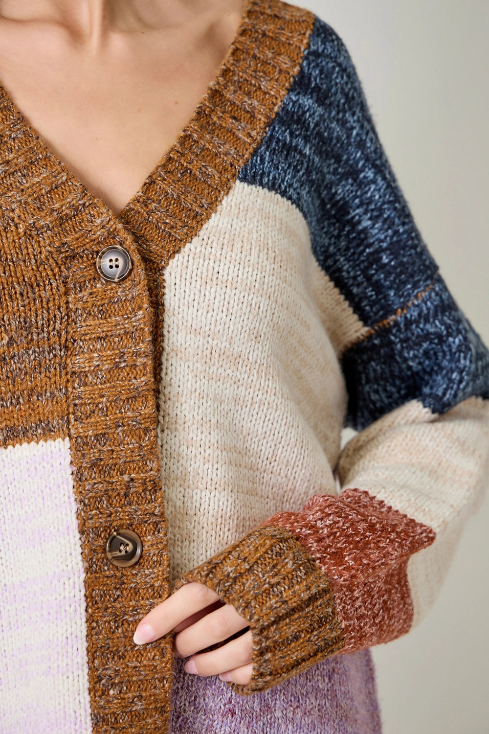 Mystree Color Blocked Cardigan
