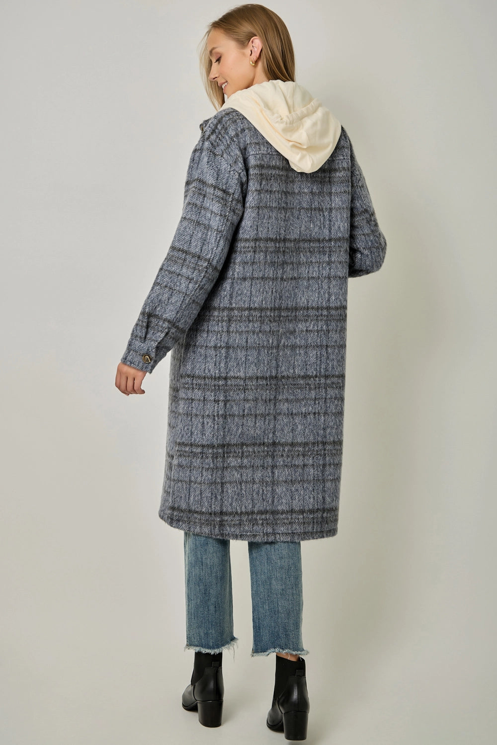 Mystree Layered Hoodie Plaid Jacket