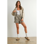 Knot Front Long Sleeve V-Neck Cardigan