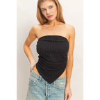 Striped Bandeau Drape Top
