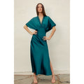 Satin Lace Blouson Maxi Dress