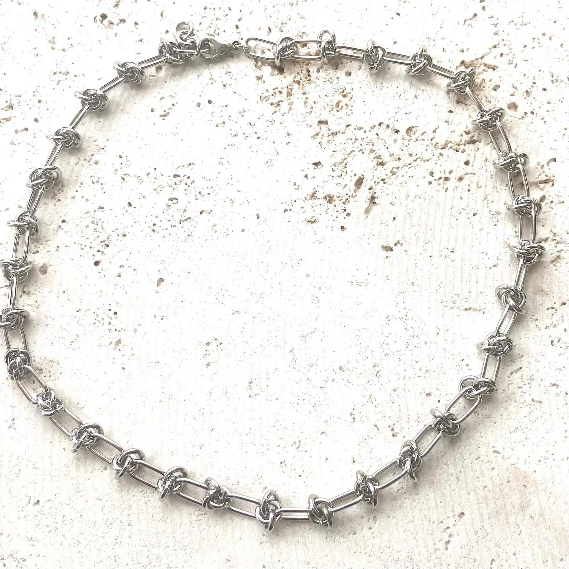 Silver Stainless Steel Barbed Wire Necklace