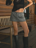 Dolche Studded Denim Mini Skirt