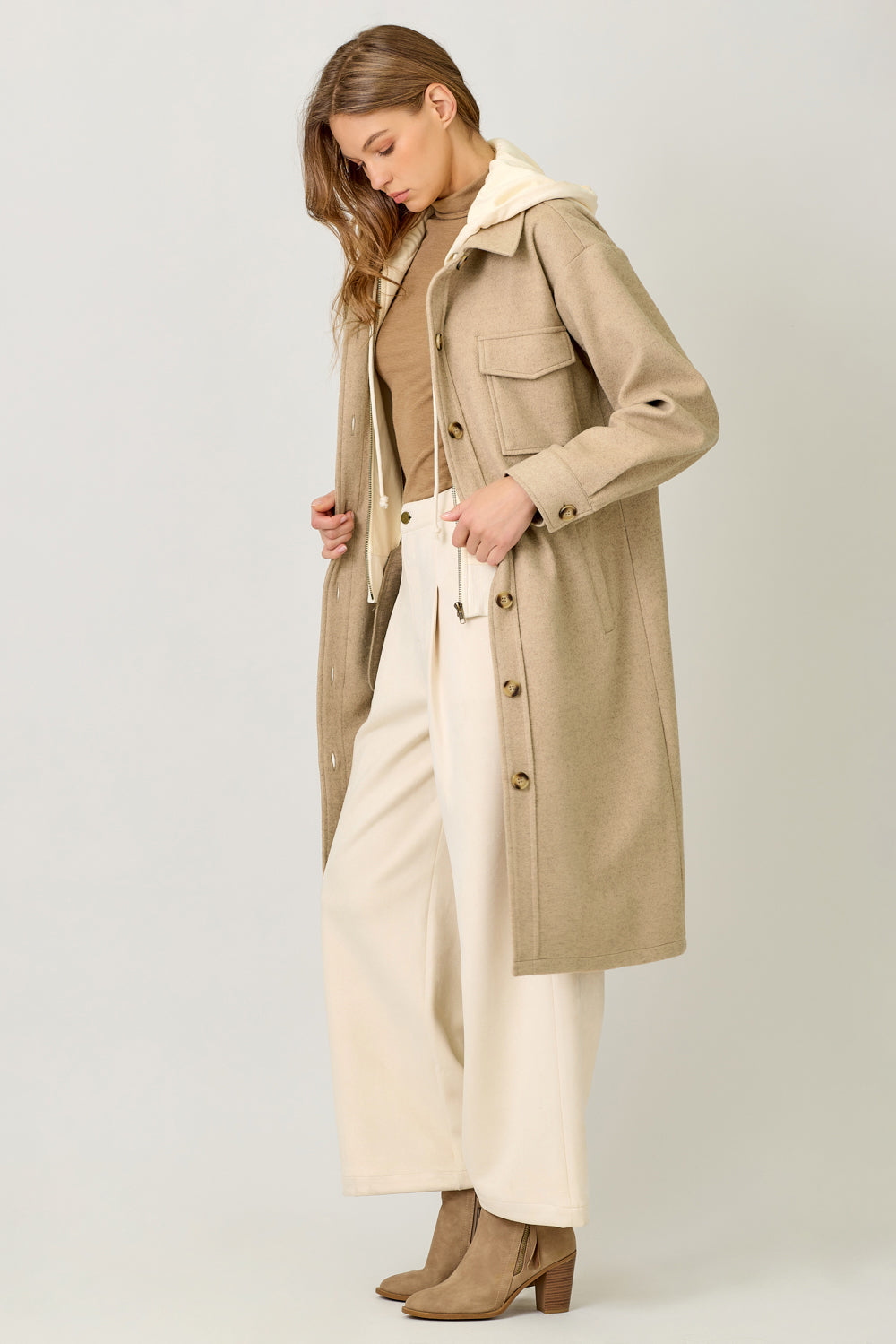 Mystree Hoodie Solid Coat Latte