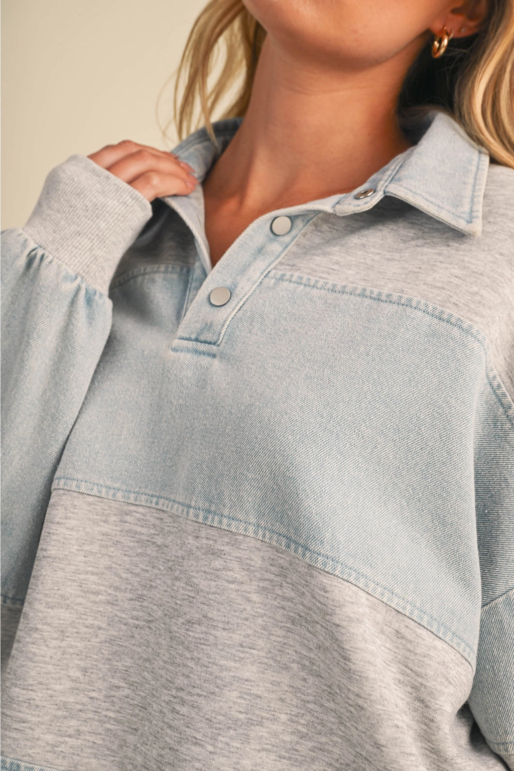 Denim Contrast Rugby Top