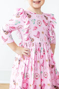 Mila & Rose Boot Scootin' 3/4 Sleeve Ruffle Twirl Dress