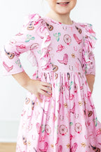 Mila & Rose Boot Scootin' 3/4 Sleeve Ruffle Twirl Dress