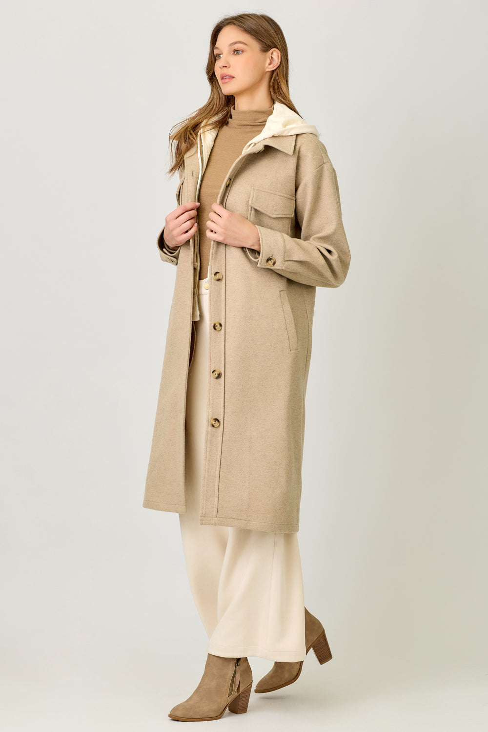 Mystree Hoodie Solid Coat Latte