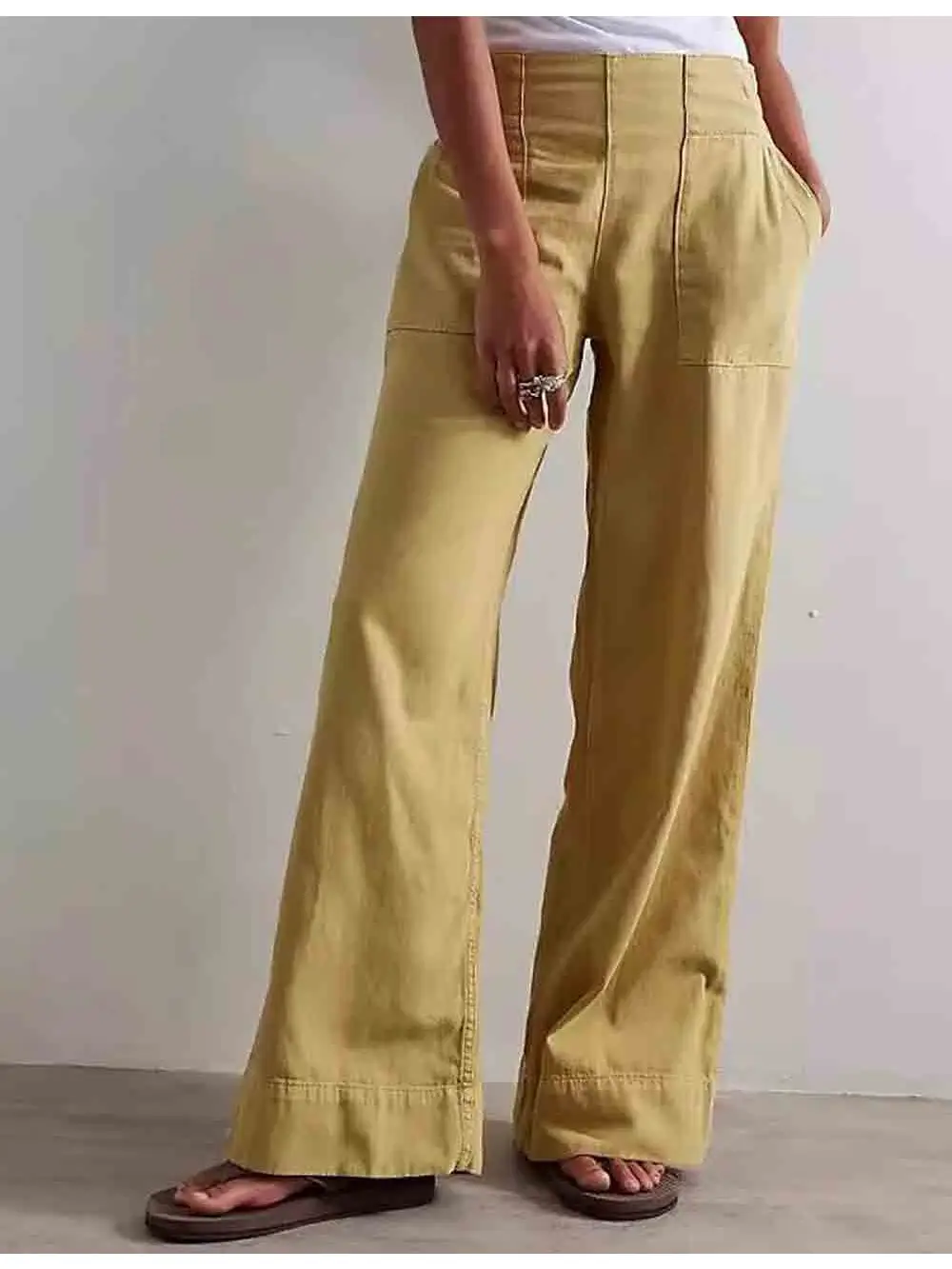 Elastic Waist Wide Leg Pants